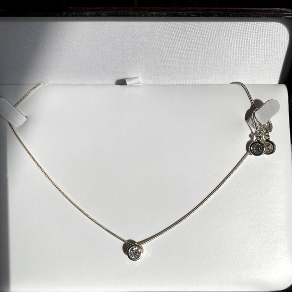 Z-snake Chain 925, Chrystal pendant & earings set - Picture 1 of 2